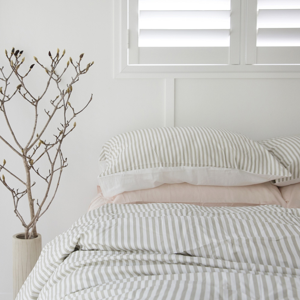Silver Stripe Bamboo Quilt Cover