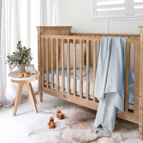 Sky Blue Bamboo Cot Sheet 1
