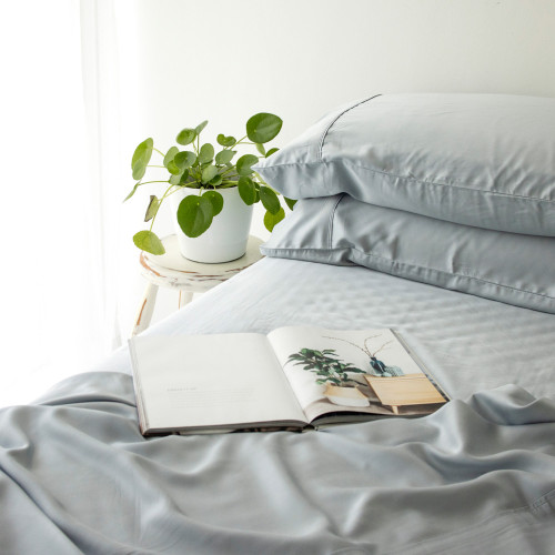 Sky Blue Bamboo Fitted Sheet 2